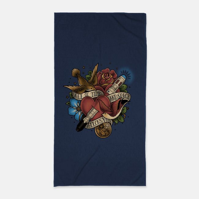 All of Time and Space Tattoo-none beach towel-MeganLara