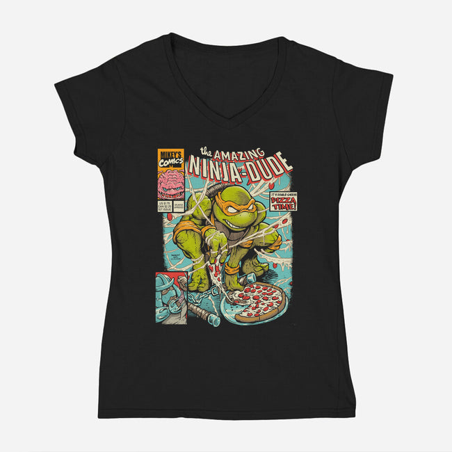 Amazing Ninja Dude-womens v-neck tee-DonovanAlex