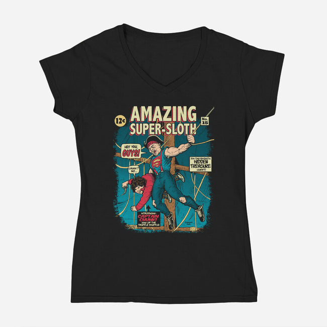 Amazing Super Sloth-womens v-neck tee-DonovanAlex
