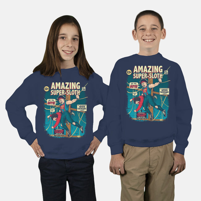Amazing Super Sloth-youth crew neck sweatshirt-DonovanAlex