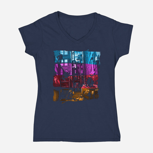 Anchovy Alley-womens v-neck tee-DJKopet