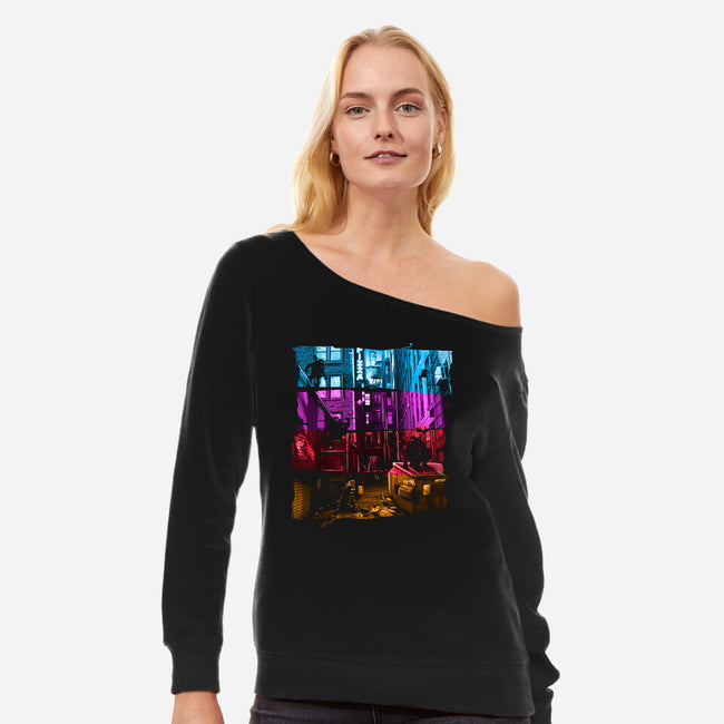 Anchovy Alley-womens off shoulder sweatshirt-DJKopet