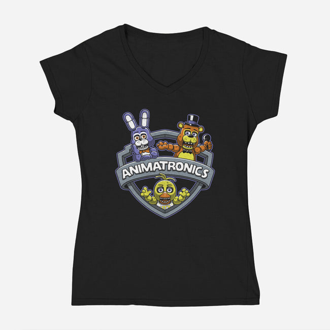Animatronic Maniacs-womens v-neck tee-adho1982
