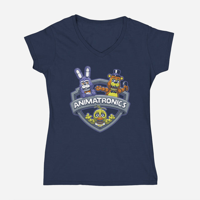 Animatronic Maniacs-womens v-neck tee-adho1982