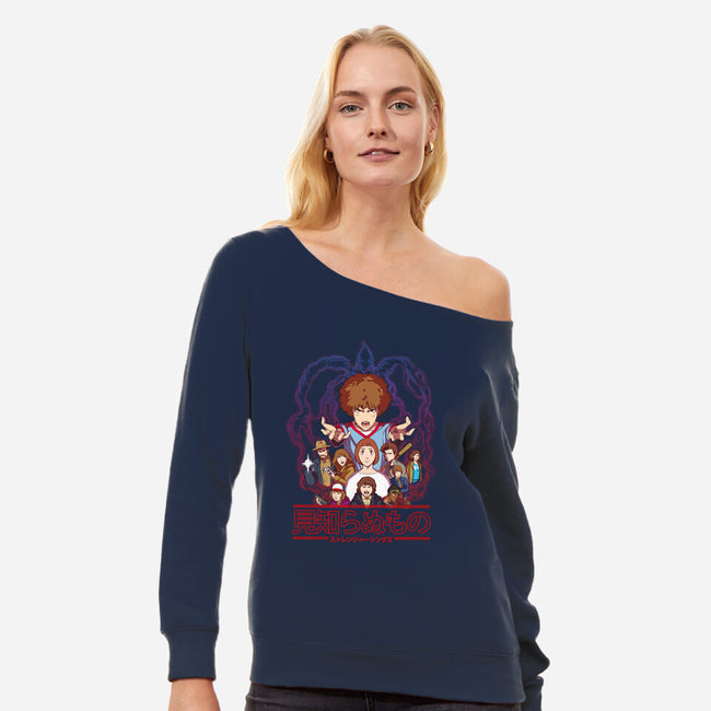 Anime Things-womens off shoulder sweatshirt-mankeeboi