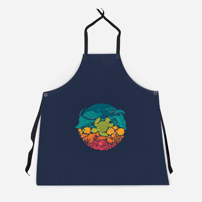 Aquatic Rainbow-unisex kitchen apron-Waynem