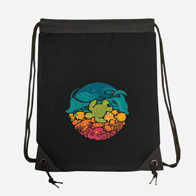 Aquatic Rainbow-none drawstring bag-Waynem
