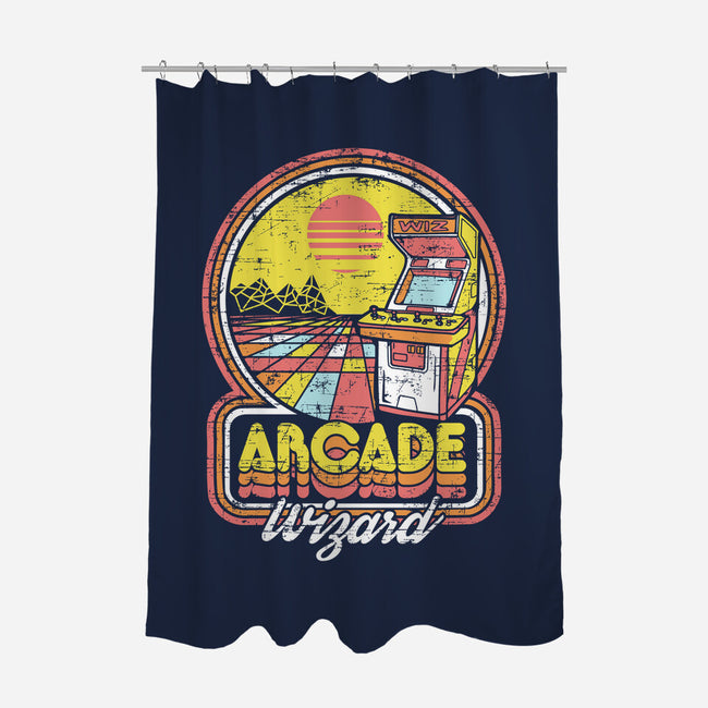 Arcade Wizardry-none polyester shower curtain-artlahdesigns
