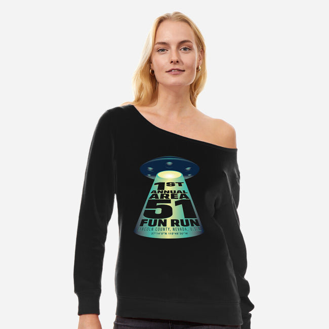 Area 51 Fun Run-womens off shoulder sweatshirt-mannypdesign