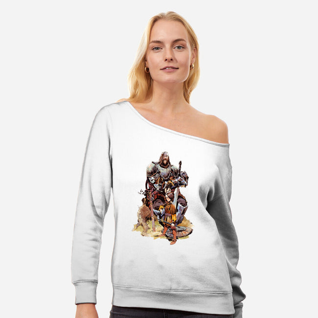 Arya and the Hound-womens off shoulder sweatshirt-Matias Bergara