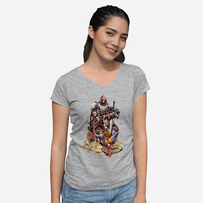 Arya and the Hound-womens v-neck tee-Matias Bergara