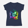 Astronaut Cat-womens v-neck tee-clingcling