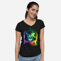Astronaut Cat-womens v-neck tee-clingcling