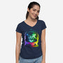 Astronaut Cat-womens v-neck tee-clingcling