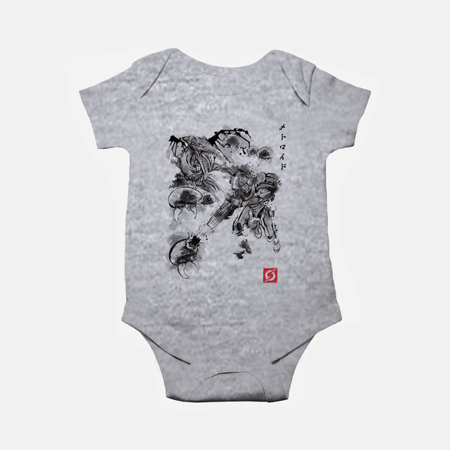 Attack of the Space Pirates Sumi-e-baby basic onesie-DrMonekers