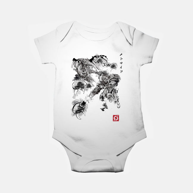 Attack of the Space Pirates Sumi-e-baby basic onesie-DrMonekers