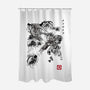 Attack of the Space Pirates Sumi-e-none polyester shower curtain-DrMonekers
