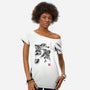 Attack of the Space Pirates Sumi-e-womens off shoulder tee-DrMonekers