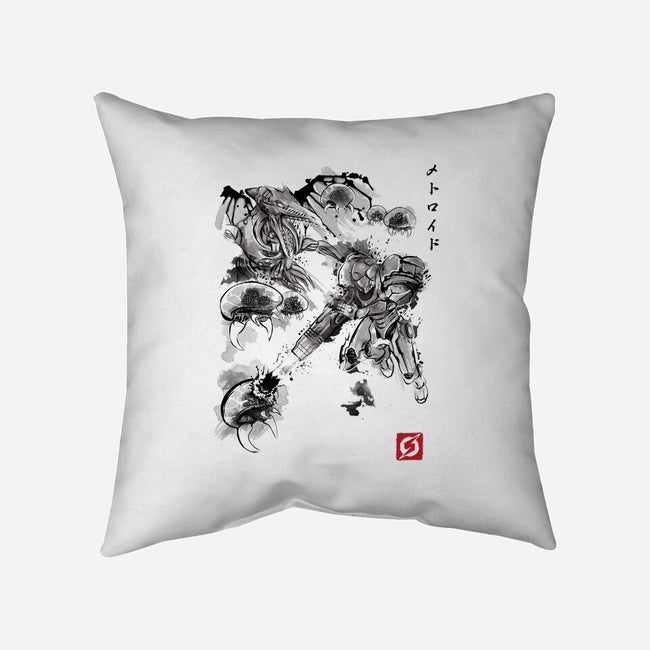 Attack of the Space Pirates Sumi-e-none removable cover w insert throw pillow-DrMonekers
