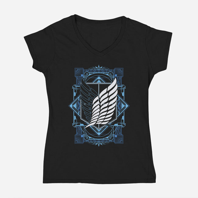 Attack on Art Deco-womens v-neck tee-ChocolateRaisinFury