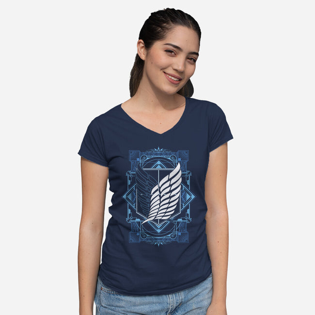 Attack on Art Deco-womens v-neck tee-ChocolateRaisinFury