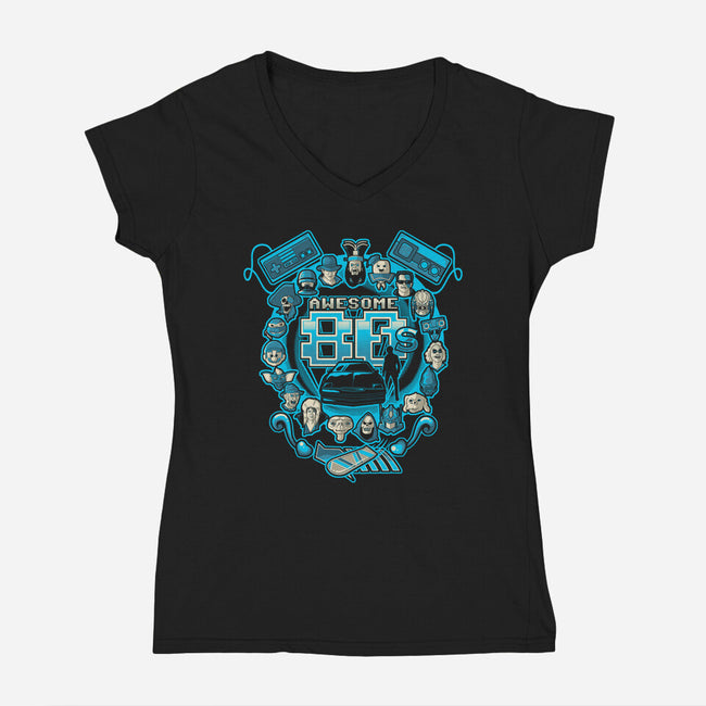 Awesome 80s-womens v-neck tee-Letter_Q