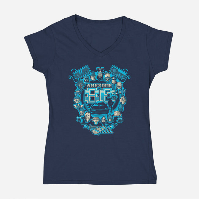 Awesome 80s-womens v-neck tee-Letter_Q