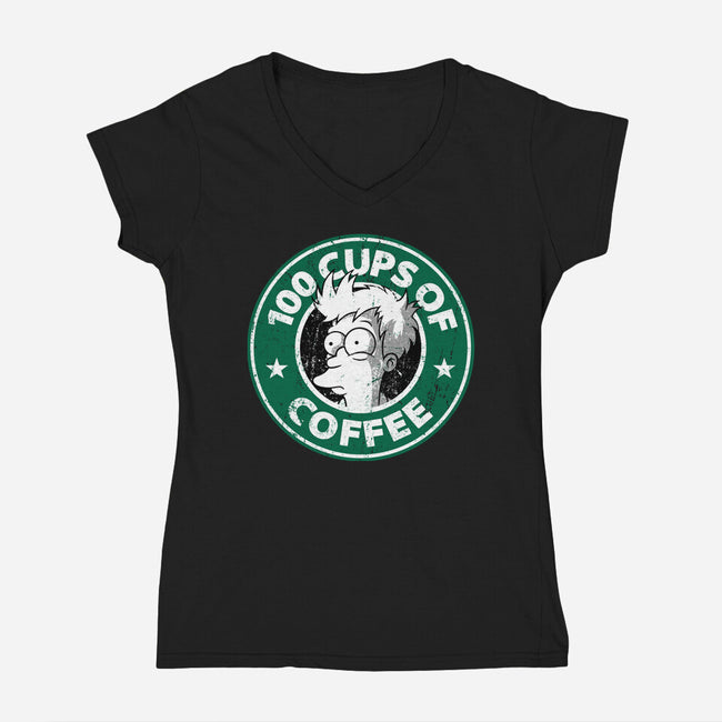 100 Cups of Coffee-womens v-neck tee-Barbadifuoco