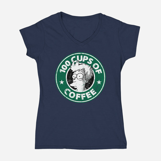 100 Cups of Coffee-womens v-neck tee-Barbadifuoco
