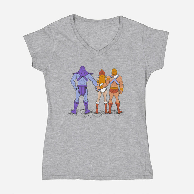 50 Shades Of Grayskull-womens v-neck tee-Madkobra