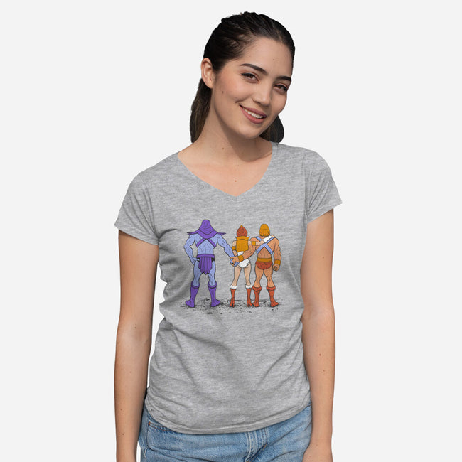 50 Shades Of Grayskull-womens v-neck tee-Madkobra
