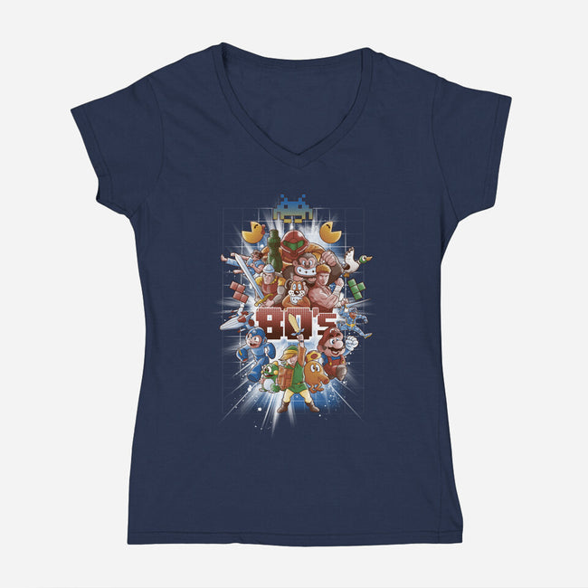 80's BEST FRIENDS-womens v-neck tee-Skullpy