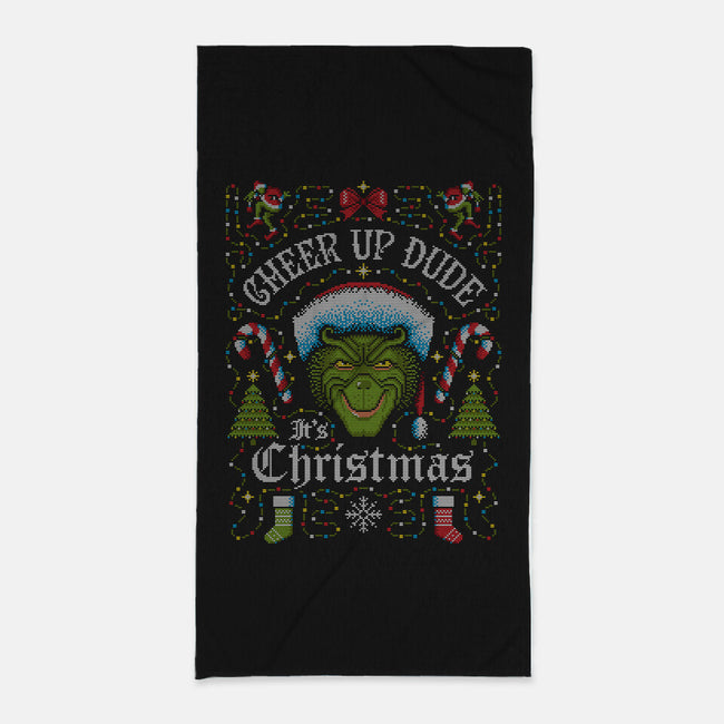 Cheer Up Dude, It's Christmas-none beach towel-stationjack