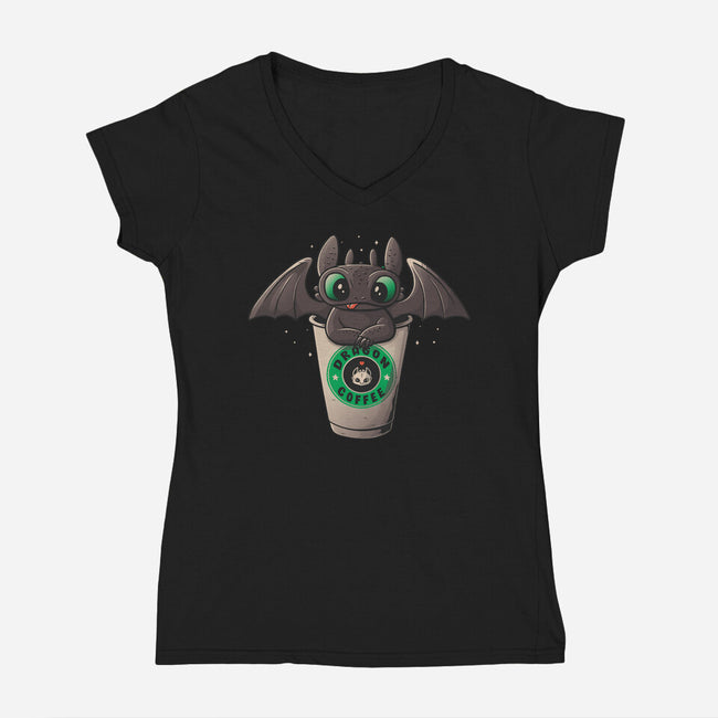 Dragon Coffee-womens v-neck tee-eduely