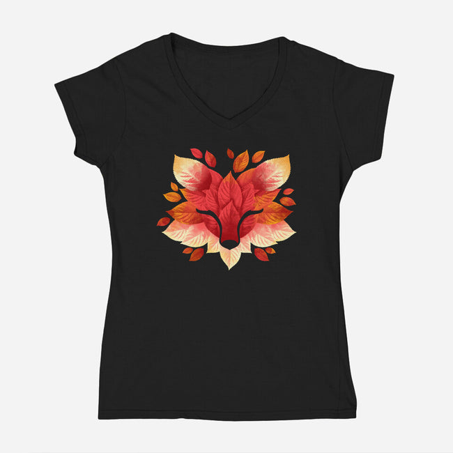 Fox of Leaves-womens v-neck tee-NemiMakeit