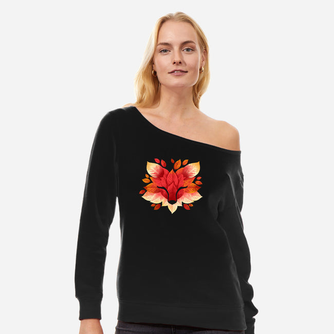 Fox of Leaves-womens off shoulder sweatshirt-NemiMakeit