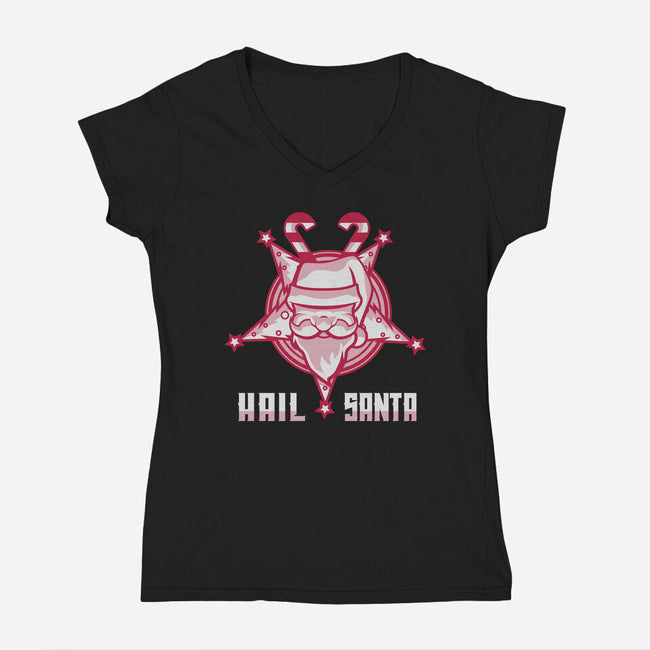 Hail Santa-womens v-neck tee-jamesbattershill