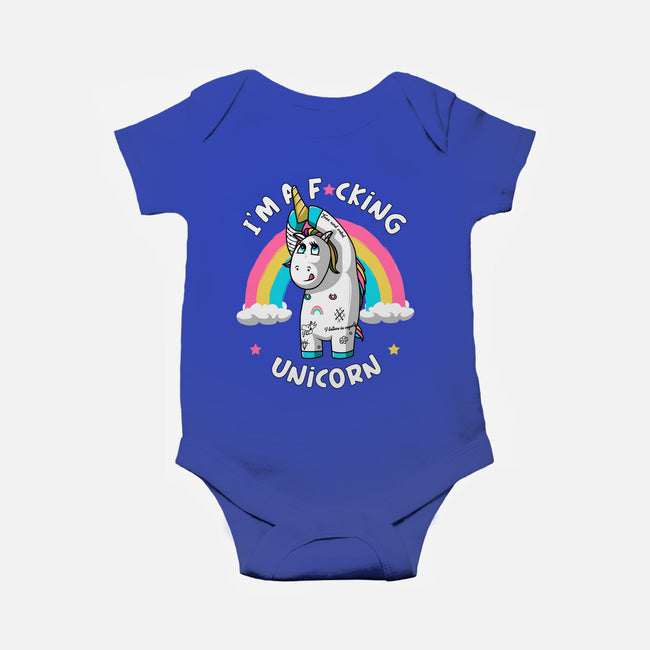 I'm A F*cking Unicorn-baby basic onesie-ducfrench