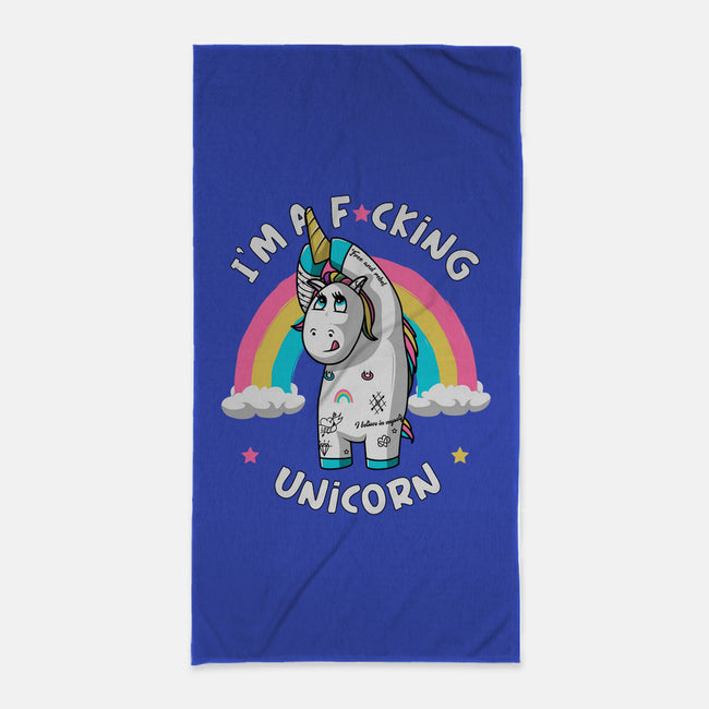 I'm A F*cking Unicorn-none beach towel-ducfrench