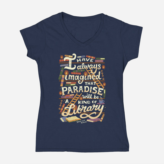 Library is Paradise-womens v-neck tee-risarodil