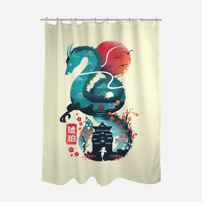 UKIYO E DRAGON-none polyester shower curtain-dandingeroz