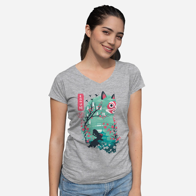 UKIYO E PRINCESS-womens v-neck tee-dandingeroz