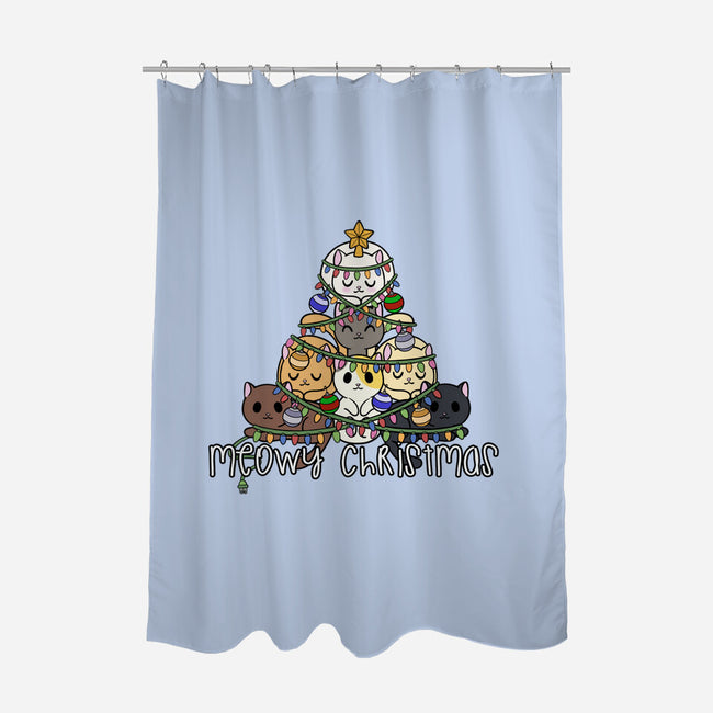 A Very Meowy Christmas-none polyester shower curtain-kosmicsatellite