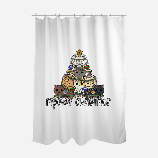 A Very Meowy Christmas-none polyester shower curtain-kosmicsatellite