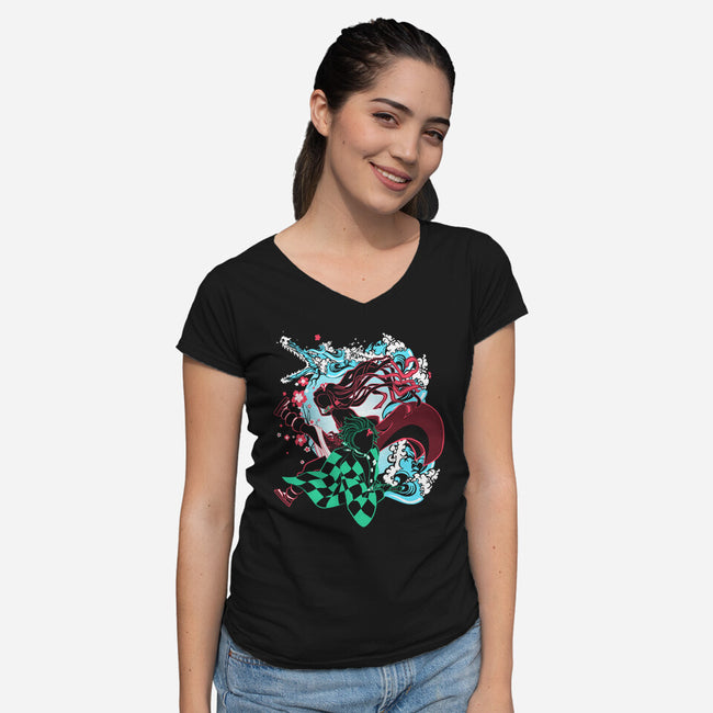 Demon Sister Slayer Brother-womens v-neck tee-constantine2454