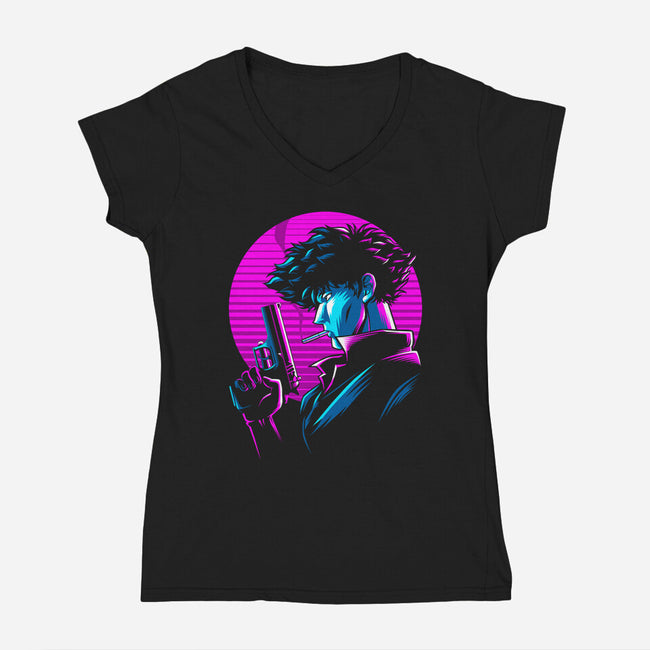 Retro Cowboy-womens v-neck tee-albertocubatas