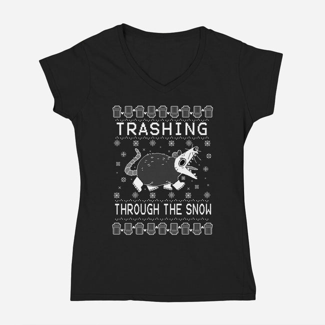Trashing Through the Snow-womens v-neck tee-identitypollution