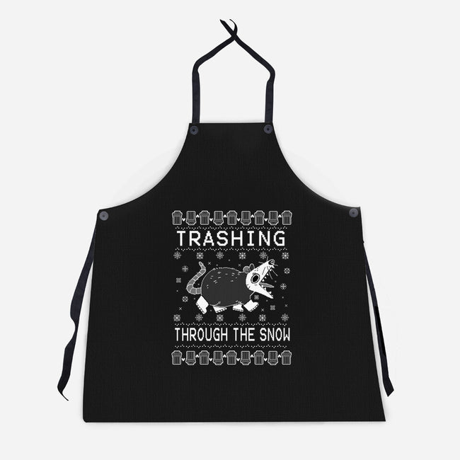 Trashing Through the Snow-unisex kitchen apron-identitypollution