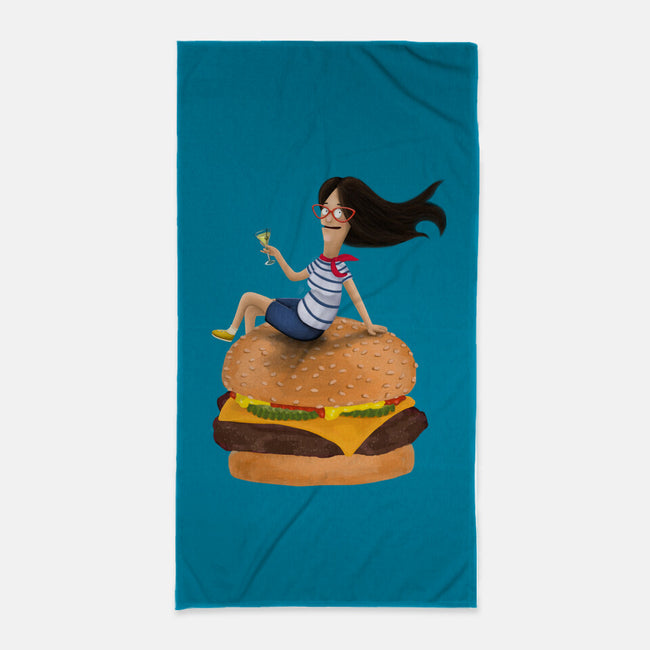 Burger Mom-none beach towel-miaecook