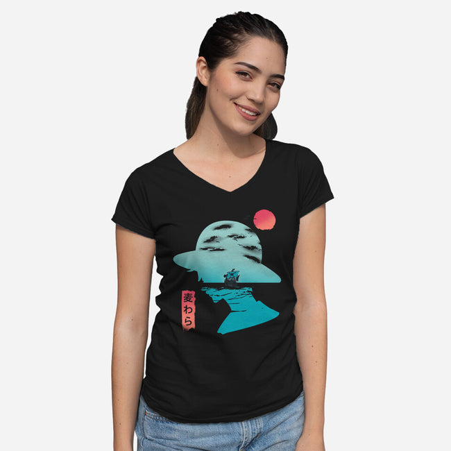 Good Day to Sail-womens v-neck tee-kkdesign